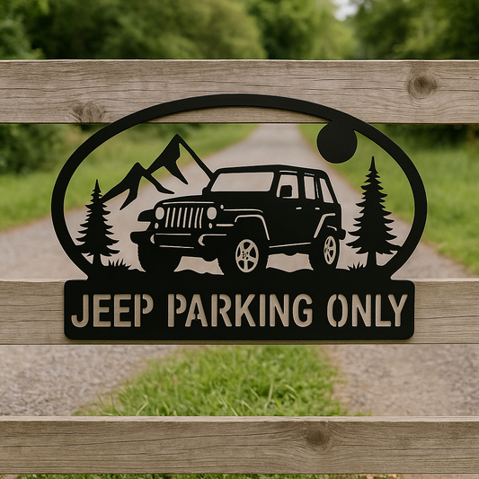 Jeep Parking Only Metal Sign – 24" x 48" | Rugged Outdoor Style