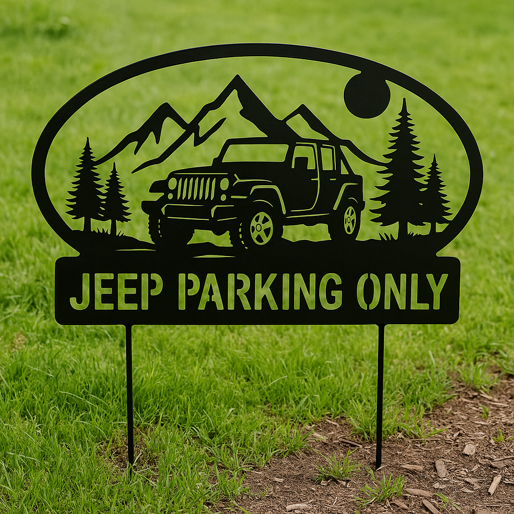 Jeep Parking Only Metal Sign – 24" x 48" | Rugged Outdoor Style